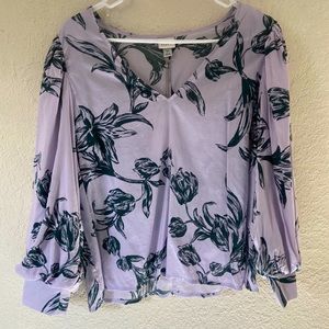 A New Day Floral Puff Long Sleeve Blouse Size XL NWT